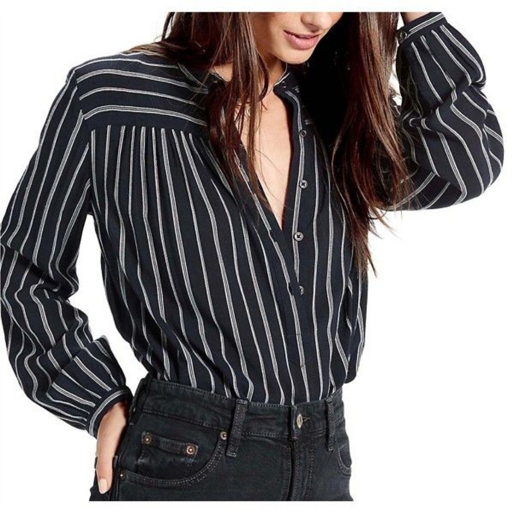 Lucky Brand Popover Striped Long Sleeve Shirt